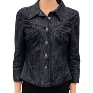 DKNY JEANS Vintage Jacket Women Denim Blazer 3/4 Sleeve Jacket